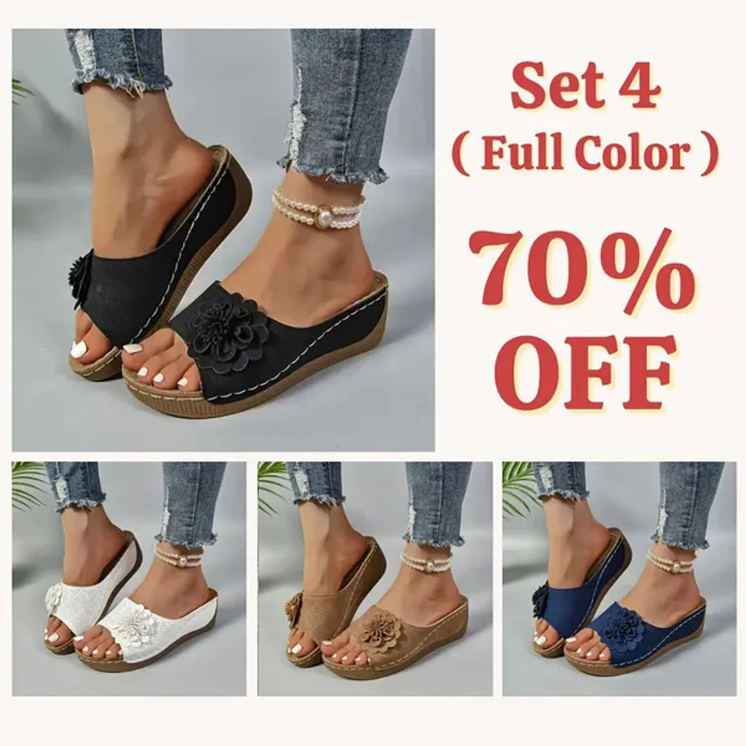 🚶&zwj;♀️💥Hottest today 70% OFF💥 Comfortable non-slip solid color open-toe wedge sandals for women