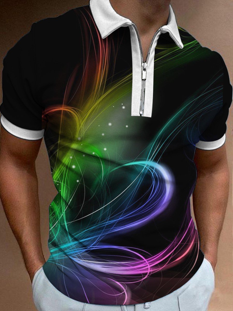Men's Rainbow Love Smoke Gradient Gay Polo Shirt