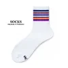 Rainbow striped sports cotton towel bottom thickened mid-length sweat-absorbent socks
