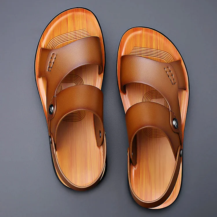 Men Cushioned Leather Sandals