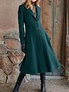 Simple Solid Color Long Sleeve Lapel Collar Buttoned A-Line Fashion Woolen Outerwear