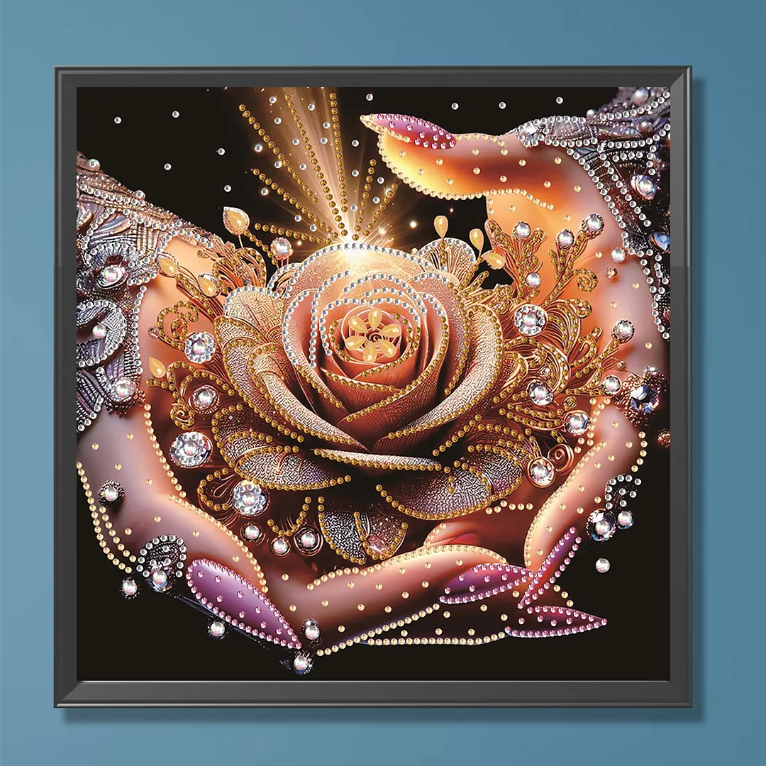 Rose in Hand Special Shaped 5D DIY Partial Drill Diamond Painting Kit 30x30cm