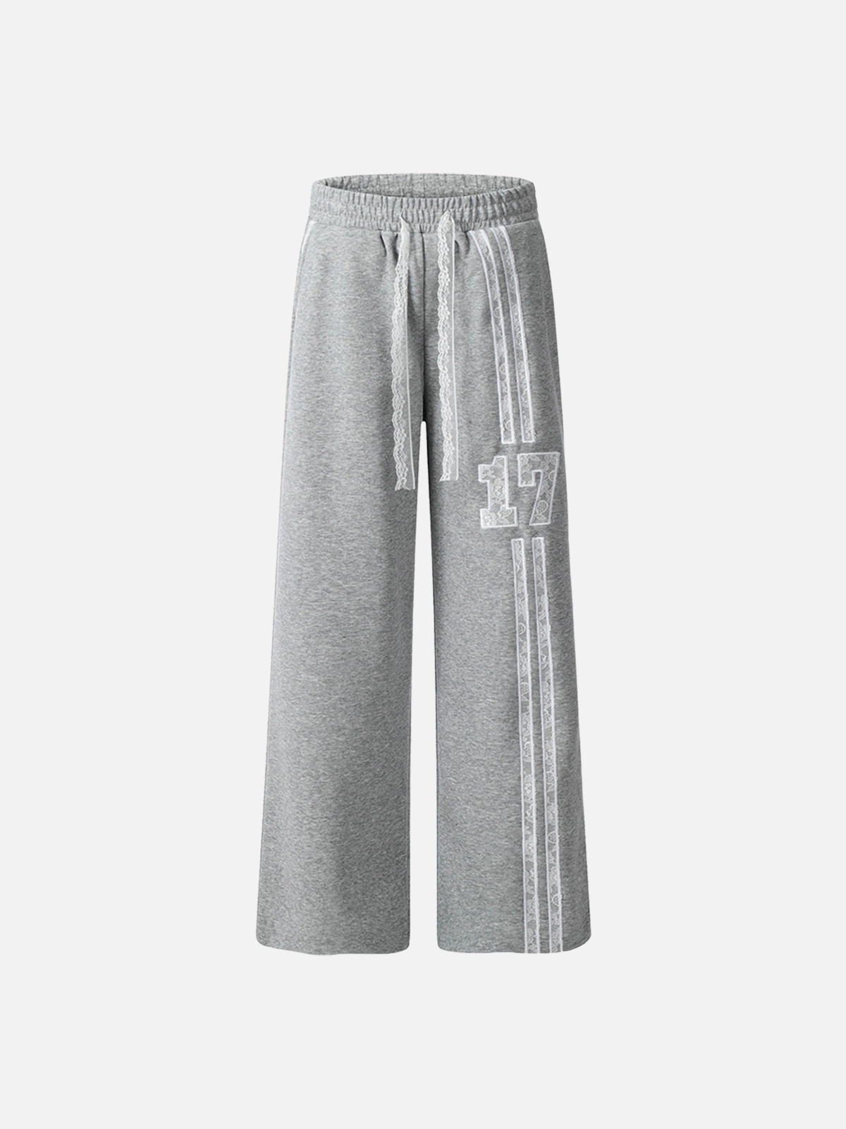 Grey Act Chic Lace-Trim Number Patchwork Sweatpants Front