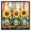 Sunflower Vase-11CT Stamped Cross Stitch Bead Embroidery 46*46cm tapestrymarket