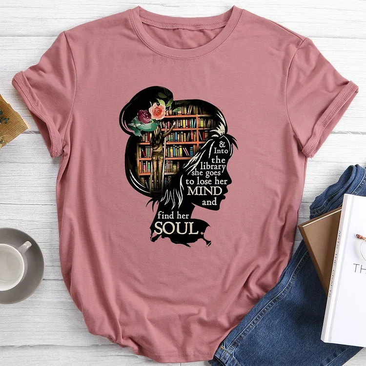 And Into The Library Round Neck T-shirt