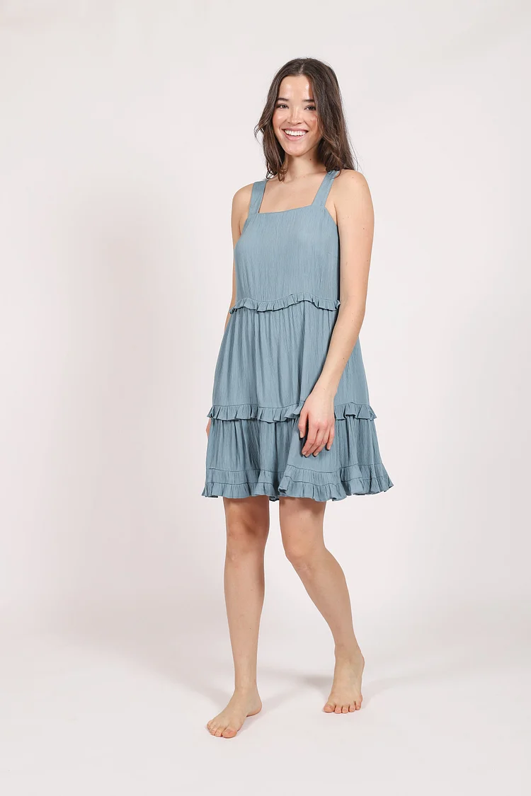 Miami Square Neck Tier beach dresses