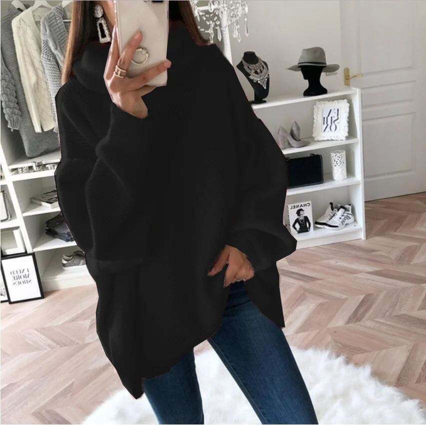 Wongn Wongn And Winter Hot Style Fashion Women's Casual Knit Sweater Loose Solid Color Turtleneck Sweater Women's Clothing