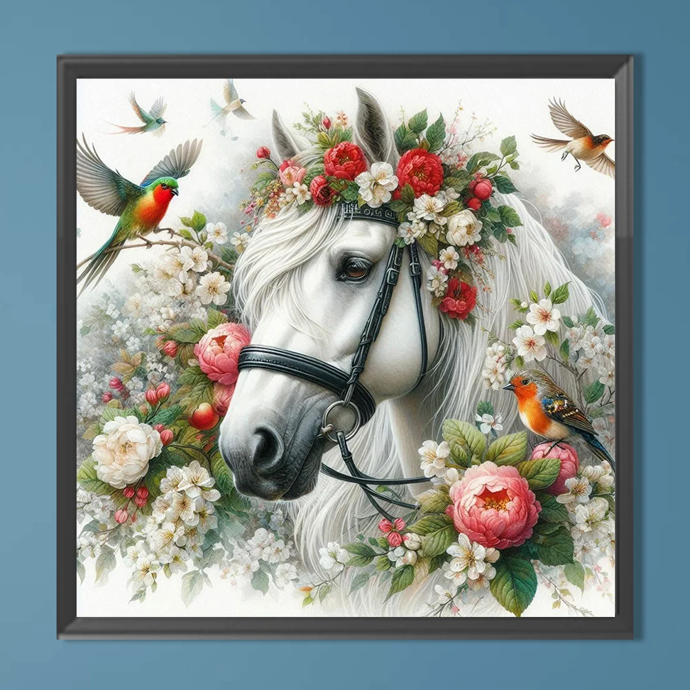 Diamond Painting - Full Round Drill - Flower Horse(Canvas|40*40cm)