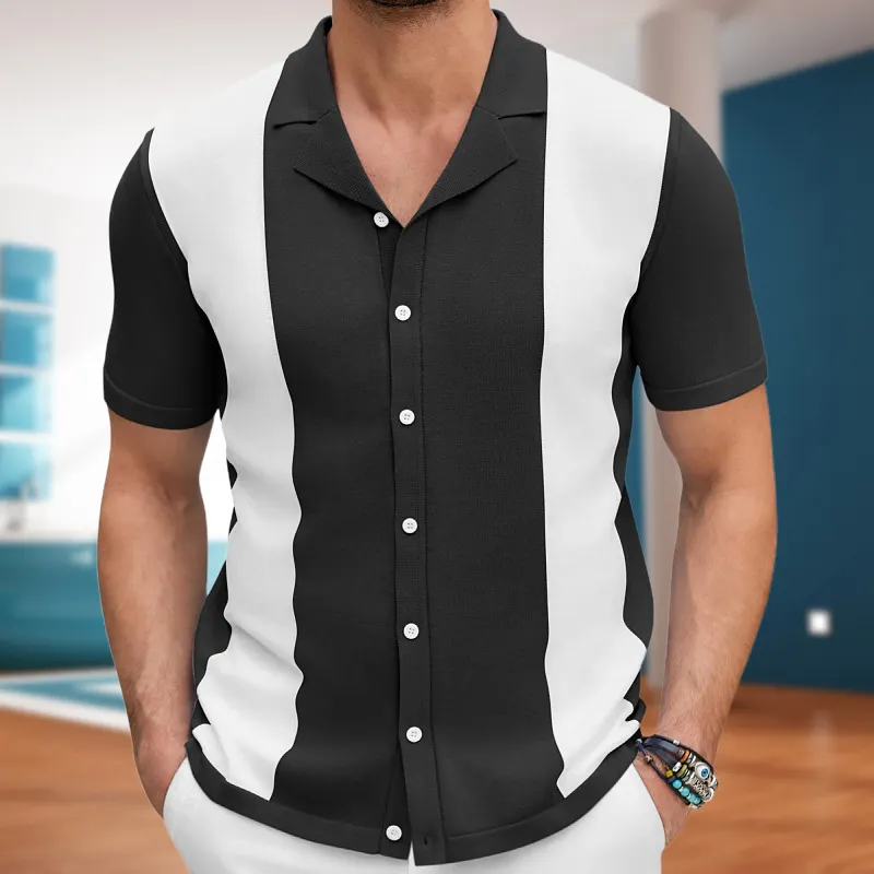 Uveng Uveng Men's Cardigan Knits Men's Sexy Shirts Collar Business Casual Polo Shirts