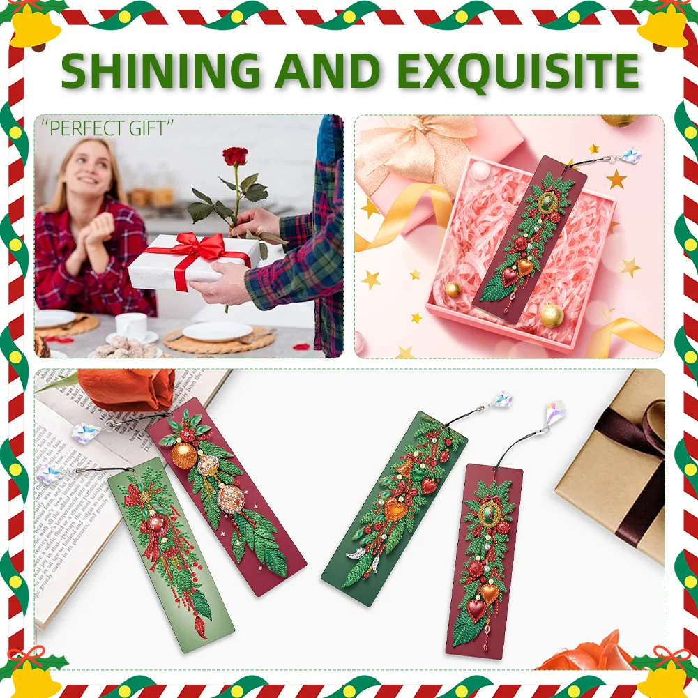 Christmas Tree A5 Size Diamond Painting Notebook Set with 4Pcs Bookmark Gift