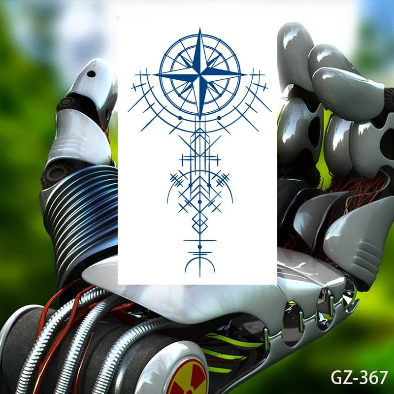 Temporary Waterproof Tattoos Stickers Navigator Compass Totem Flower Juice Ink Men Women Girl Chest Arm Fake Tatoo Drop Shipping