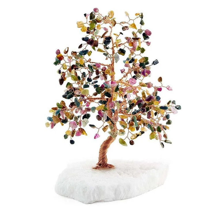 Tourmaline Feng Shui Tree With White Crystal Base