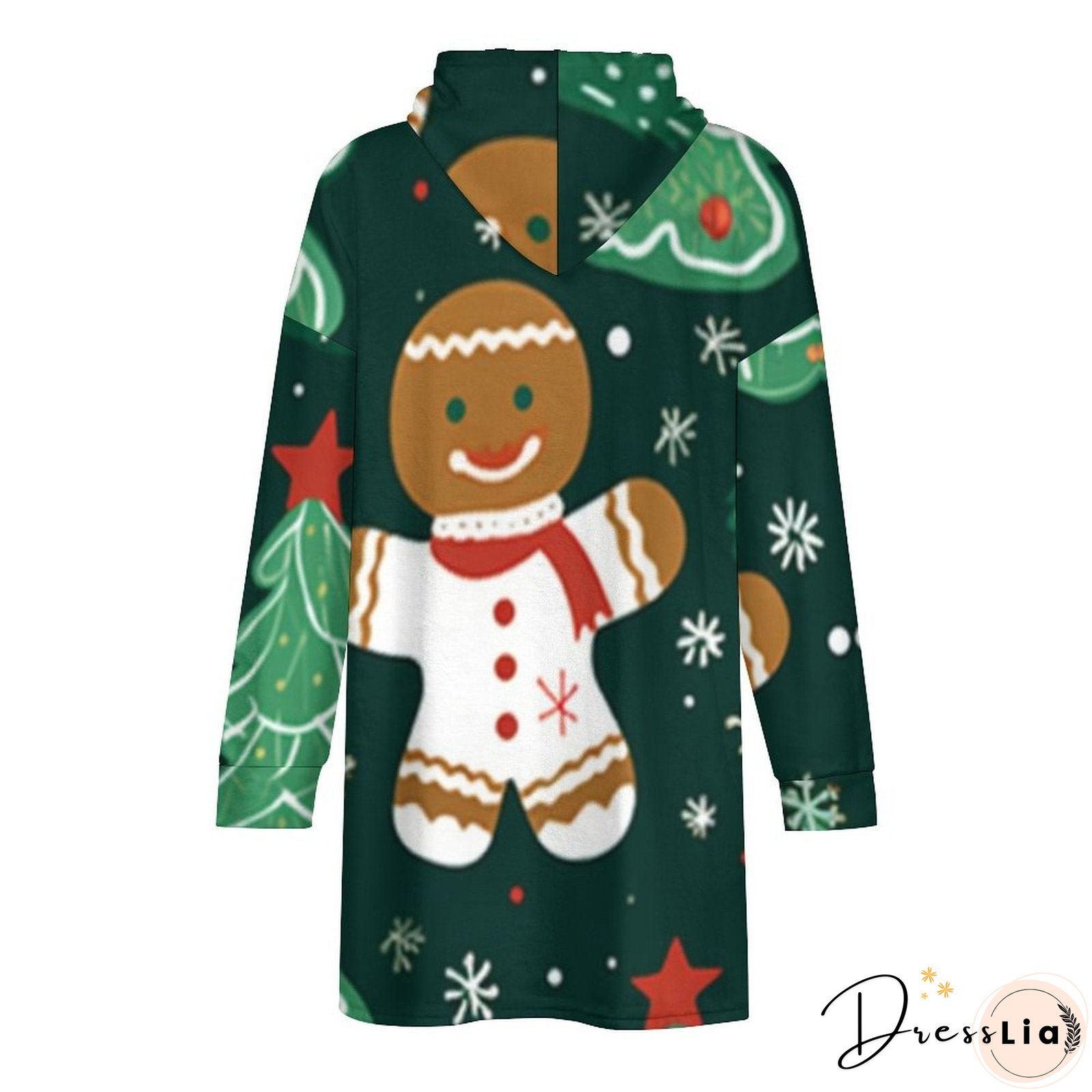 Oversized Wearable Blanket Christmas Print Hoodie With Pocket