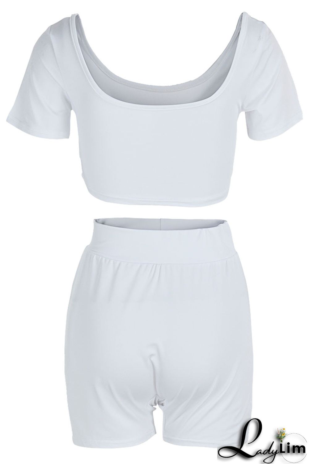 Red Sexy Solid Split Joint U Neck Short Sleeve Two Pieces