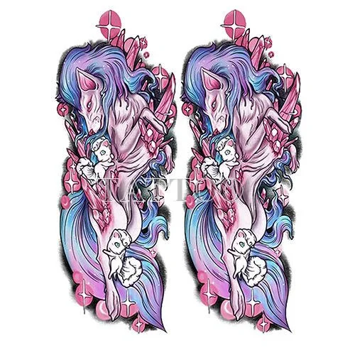 Japanese Devil Dark Sexy Pink Girl Big Size Color Arm Water Transfer Temporary Fake Tattoo Sticker For Men and Women