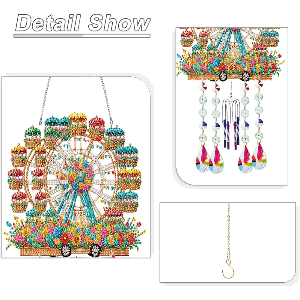Double Sided Ferris Wheel 5D DIY Diamond Art Painting Wind Bell Hanging Sign