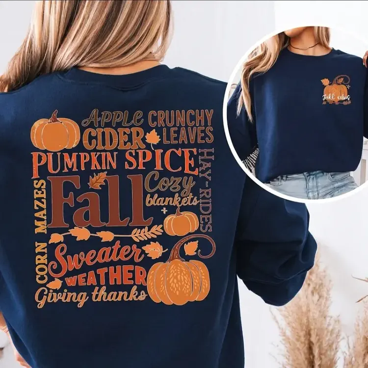 Fall Vibes Pumpkin Tshirt, Sweatshirt, Hoodie Cute Autumn Shirt for Women