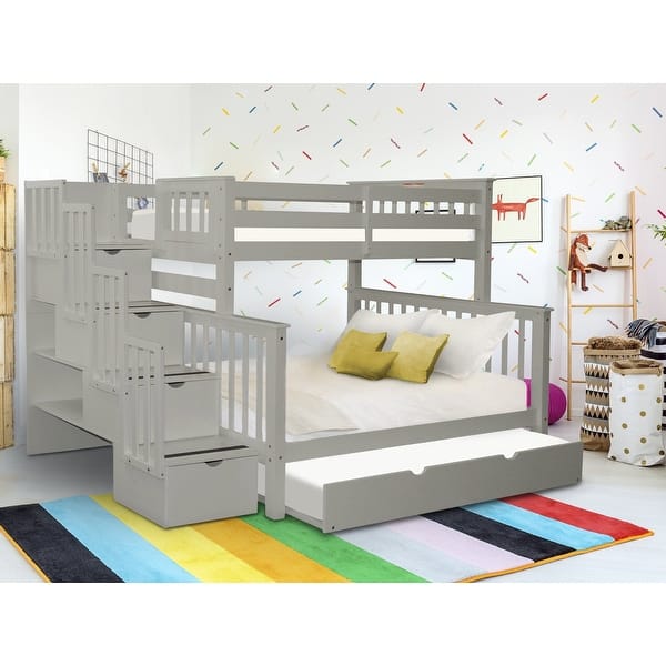 dimension image slide 1 of 9, Taylor & Olive Trillium Twin over Full Stairway Bunk Bed