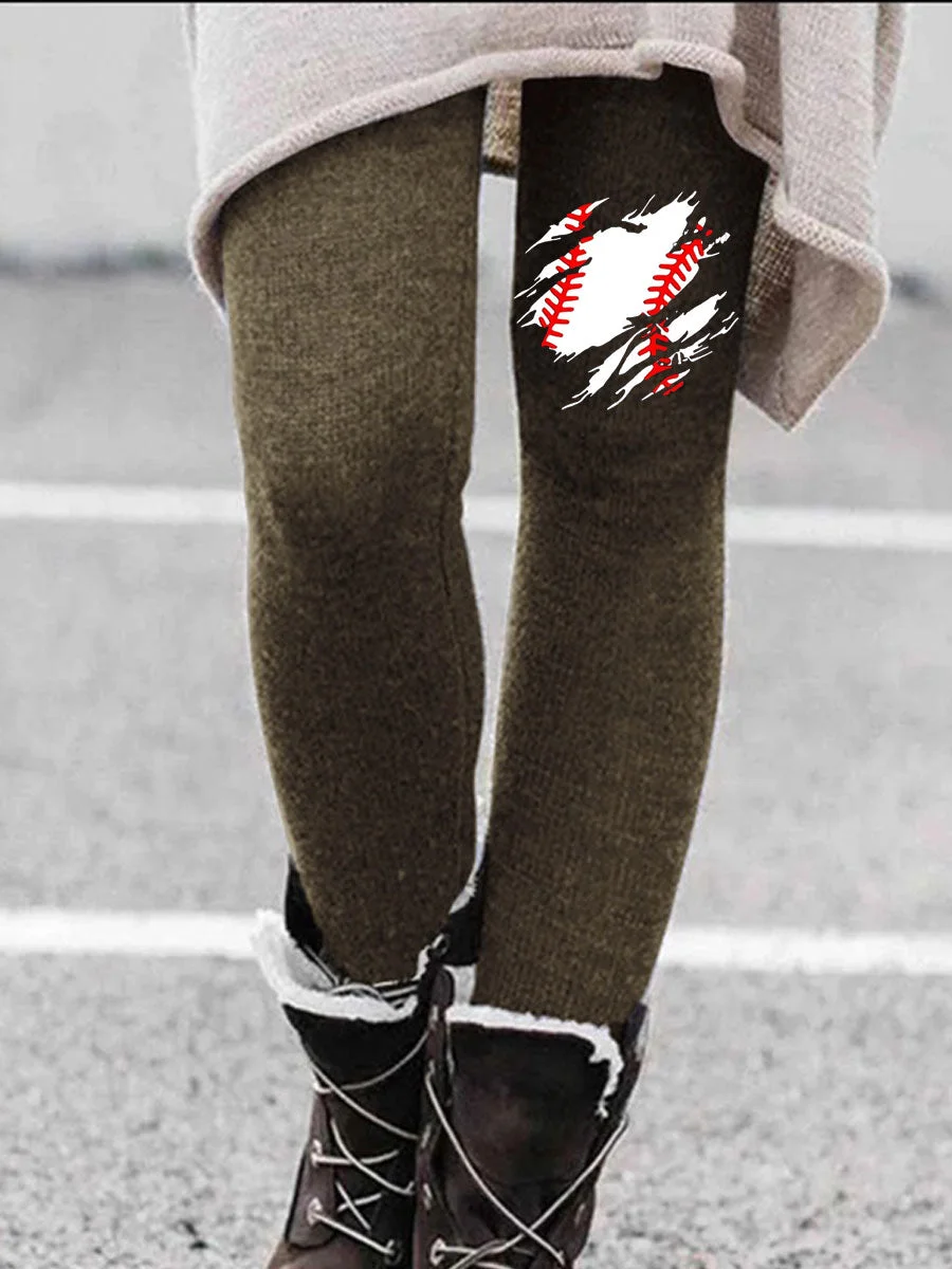 Ripped Baseball Printed Leggings