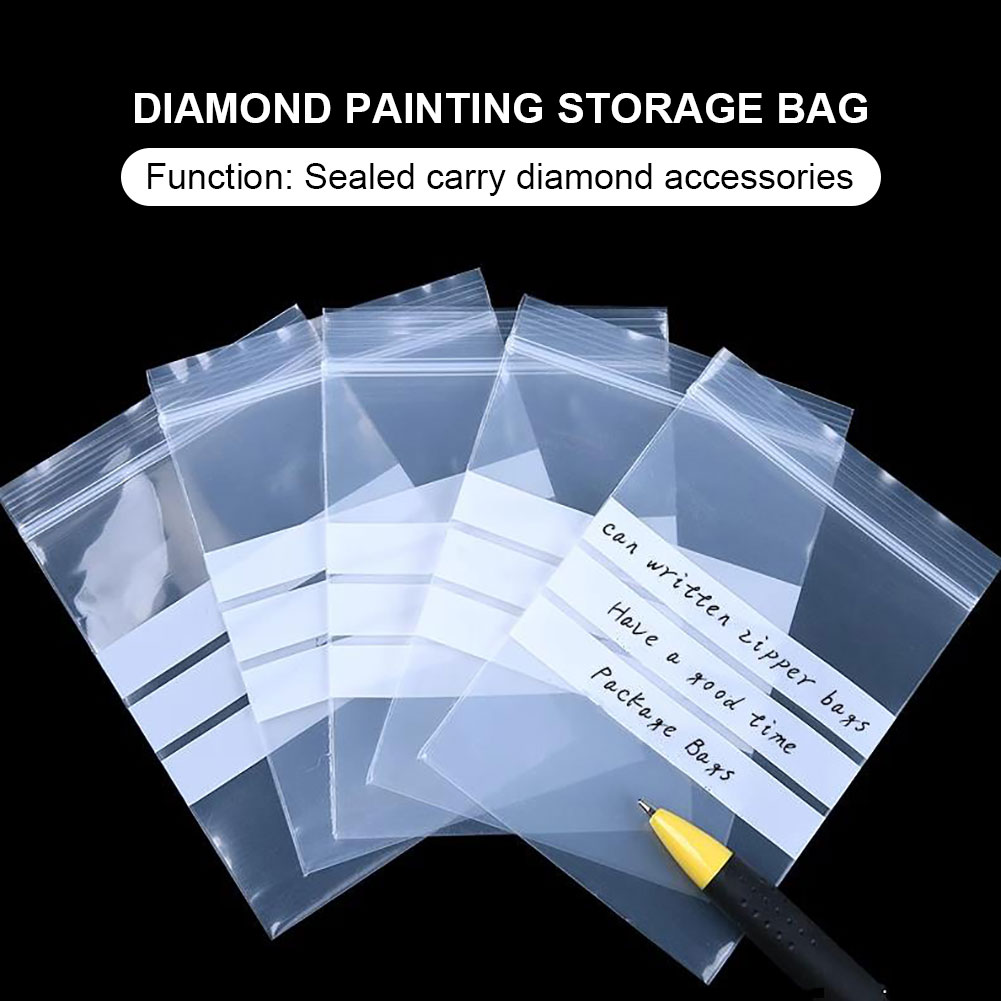 100pcs Writable Dense Ziplock Bag Sealed to Protect Thick Diamond