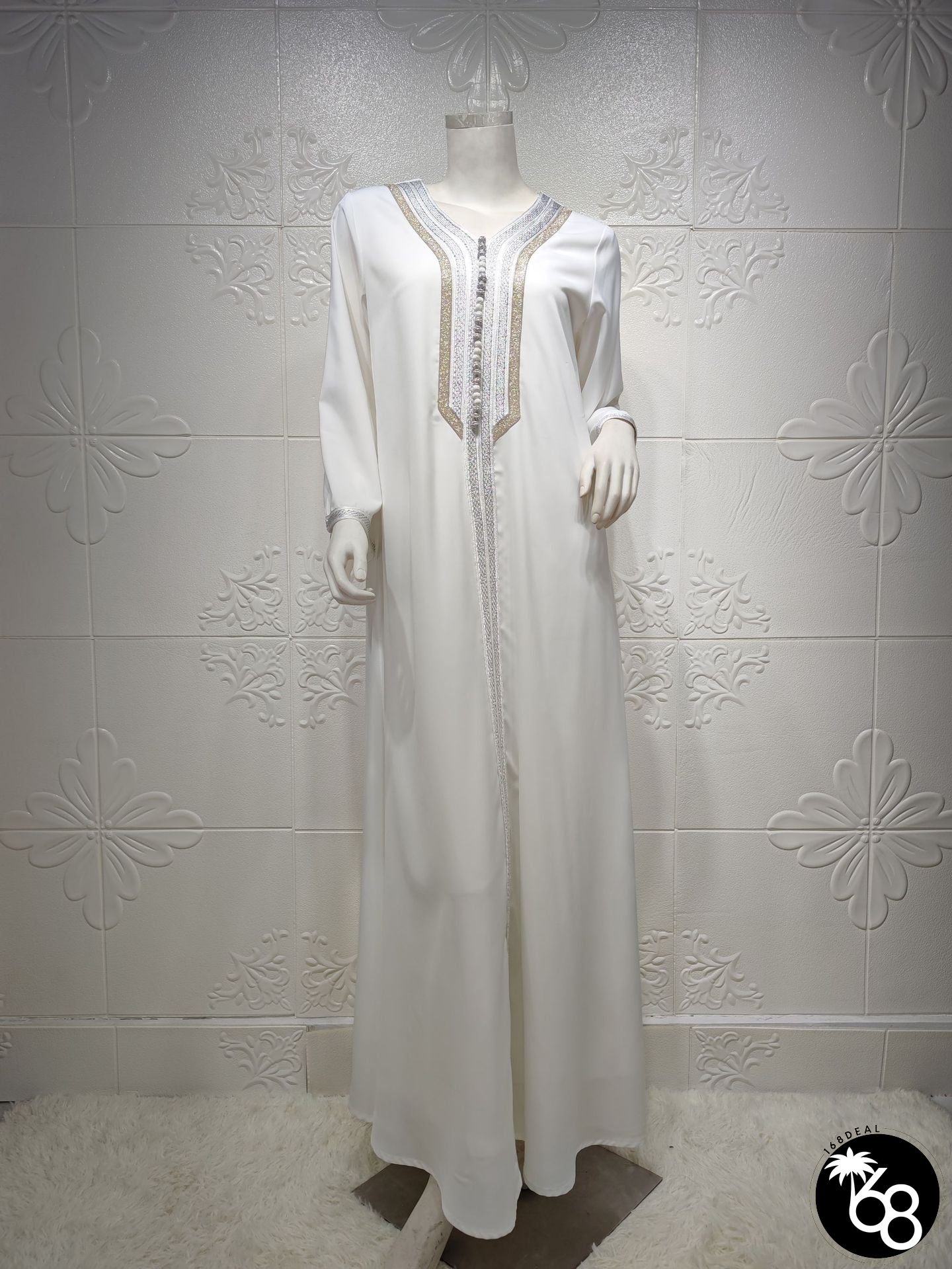 Women's Arabian Polyester Full Sleeve Solid Pattern Casual Dress | 168DEAL