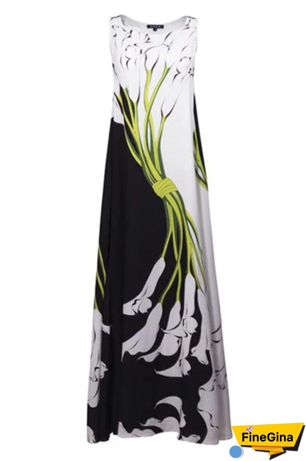 Print Sleeveless Vacation Dress