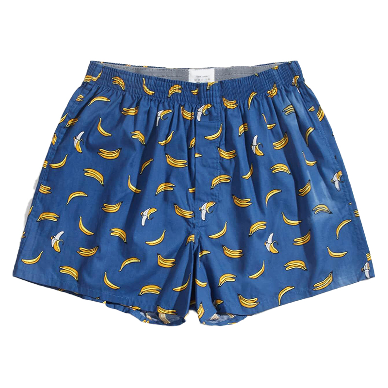 Coasfe Men's flat shorts with pineapple lemon print cotton breathable and comfortable men's underwear, home clothes, pajamas and underw