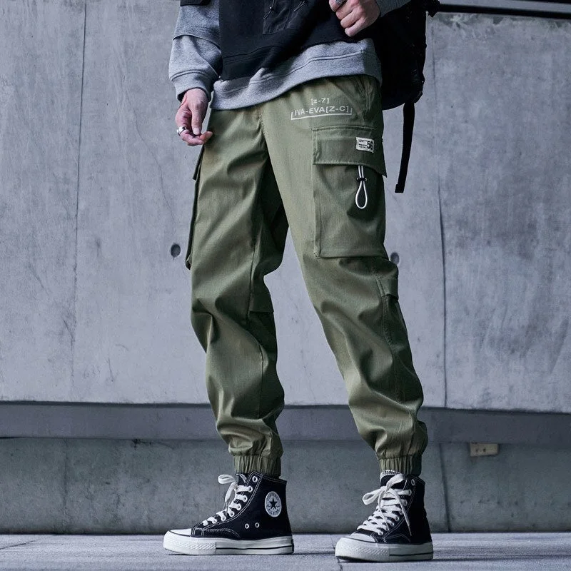 Aonga Back to School Men's Streetwear Hip Hop Black Cargo Pants Joggers Sweatpants Autumn Winter Elastic Waist Men Harem Pants Fashions Trousers aonga