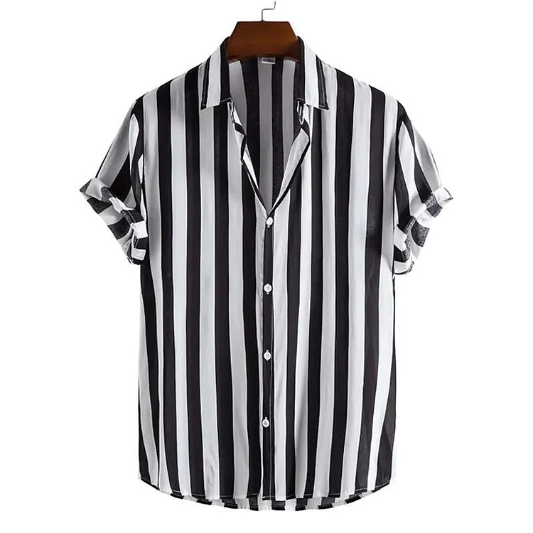 Men's Fashion Striped Short Sleeve Shirt 13303019X