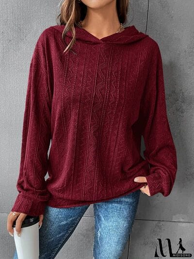 MidiSono - Textured Dropped Shoulder Hoodie