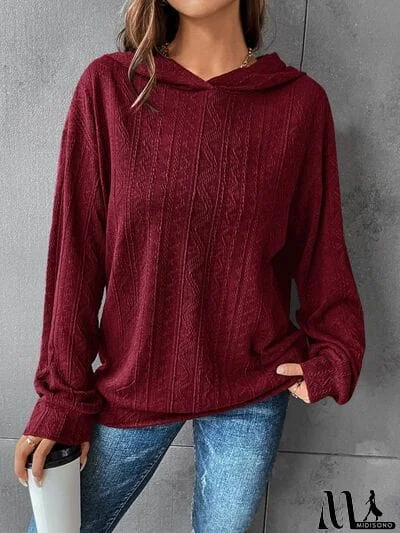 MidiSono - Textured Dropped Shoulder Hoodie