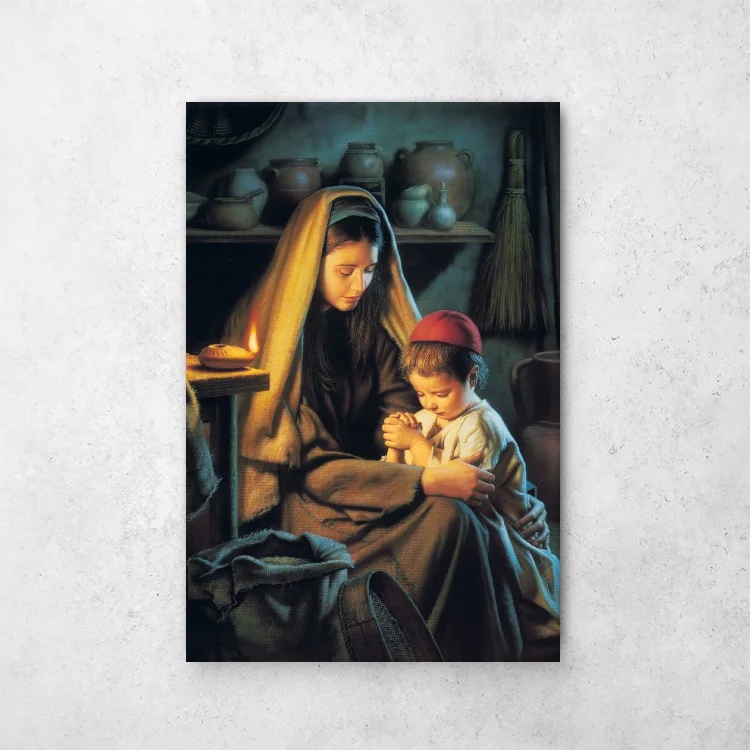 In Favour with God (Jesus Praying with His Mother) Canvas Wall Art - Design Wall Art