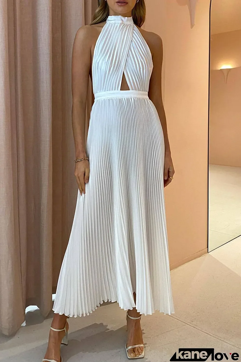 Fashion Geometric Backless Halter Straight Dresses