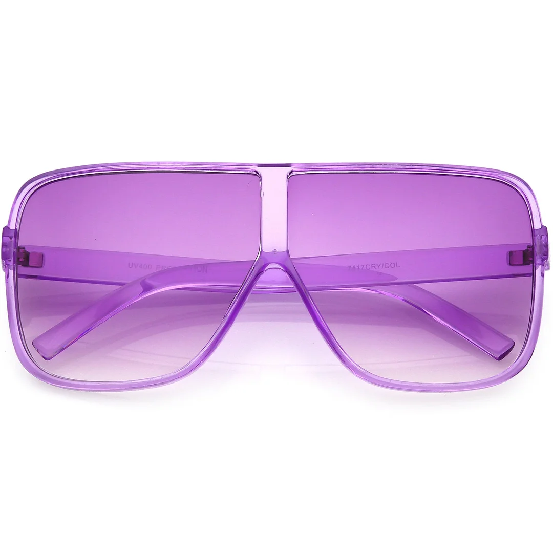 Oversize Translucent Square glasses Flat Top Color Tinted Lens 69mm