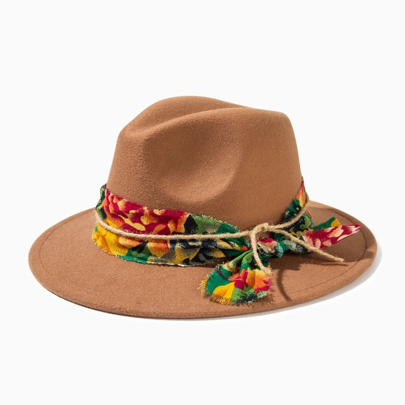 Unisex Casual Elegant Solid Color Flat Eaves Fedora Hat