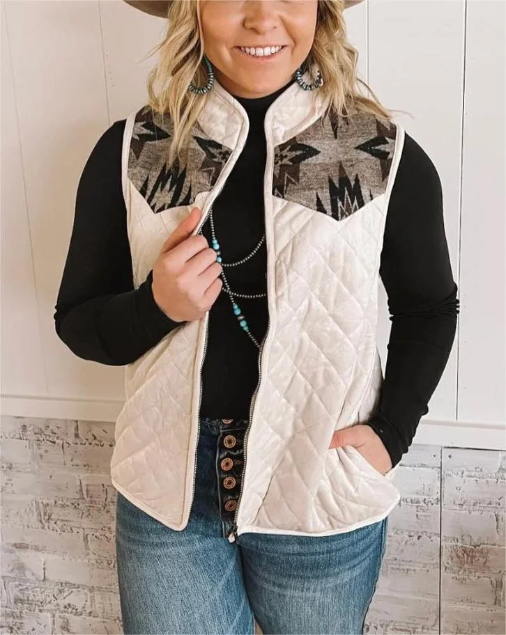 Western  Aztec Print  Vest