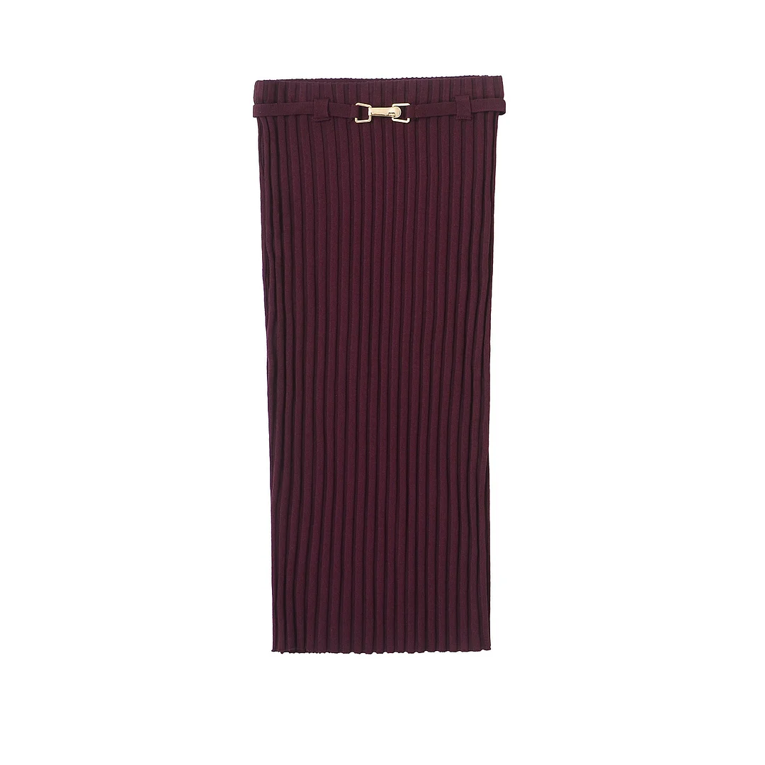 Nigikala Nigikala 2025 Spring New Knitted Neck Collar Blouse Skirt 3519028 3519029