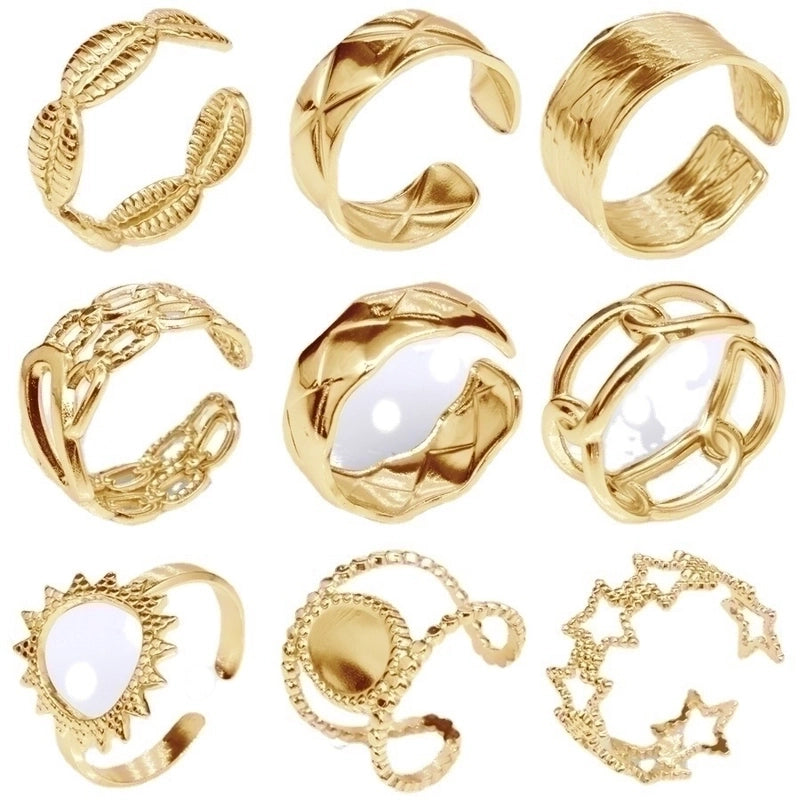 Retro Round Titanium Steel Plating Open Ring 1 Piece