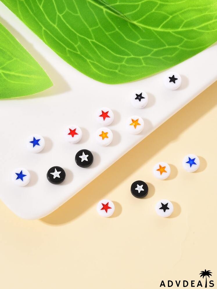 5packs Star Pattern Bead & 1roll Elastic Thread