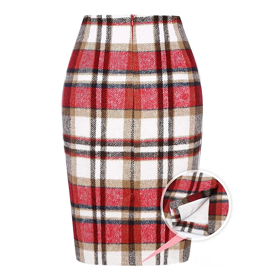 Women Wool Skirts Winter 2023 New Thicken Woolen Plaid Elegant A Line Chic Skirt High Waist Female Skirts Midi Skirt faldas saia