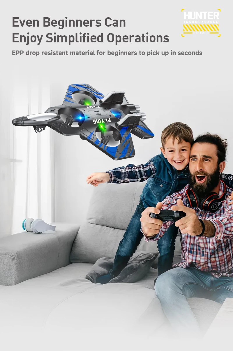 Tegooe Tegooe RC Stunt Glider for Kids - Durable EPP Foam Remote Control Airplane with 24G System