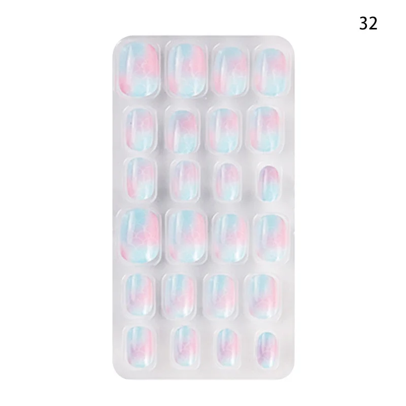 24PCS/box Children/adult Cartoon Candy Fake Nails Full Coverage Self-adhesive Nail Polish Cute Girl Manicure Decoration CL02