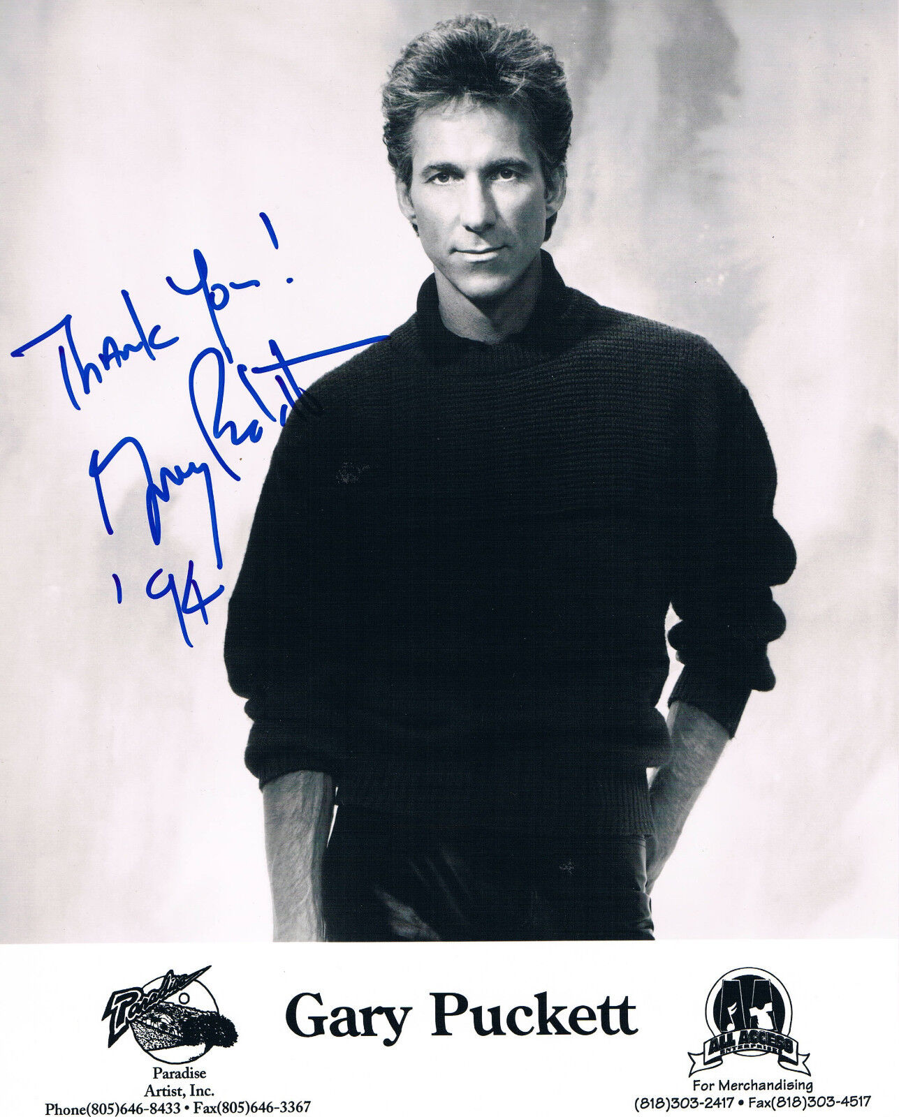 Gary Puckett 1942- genuine autograph Photo Poster painting 8x10