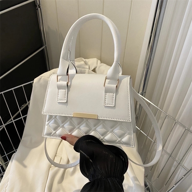 Women’s Pu Leather Solid Color Elegant Streetwear Square Flip Cover Shoulder Bag Handbag Crossbody Bag