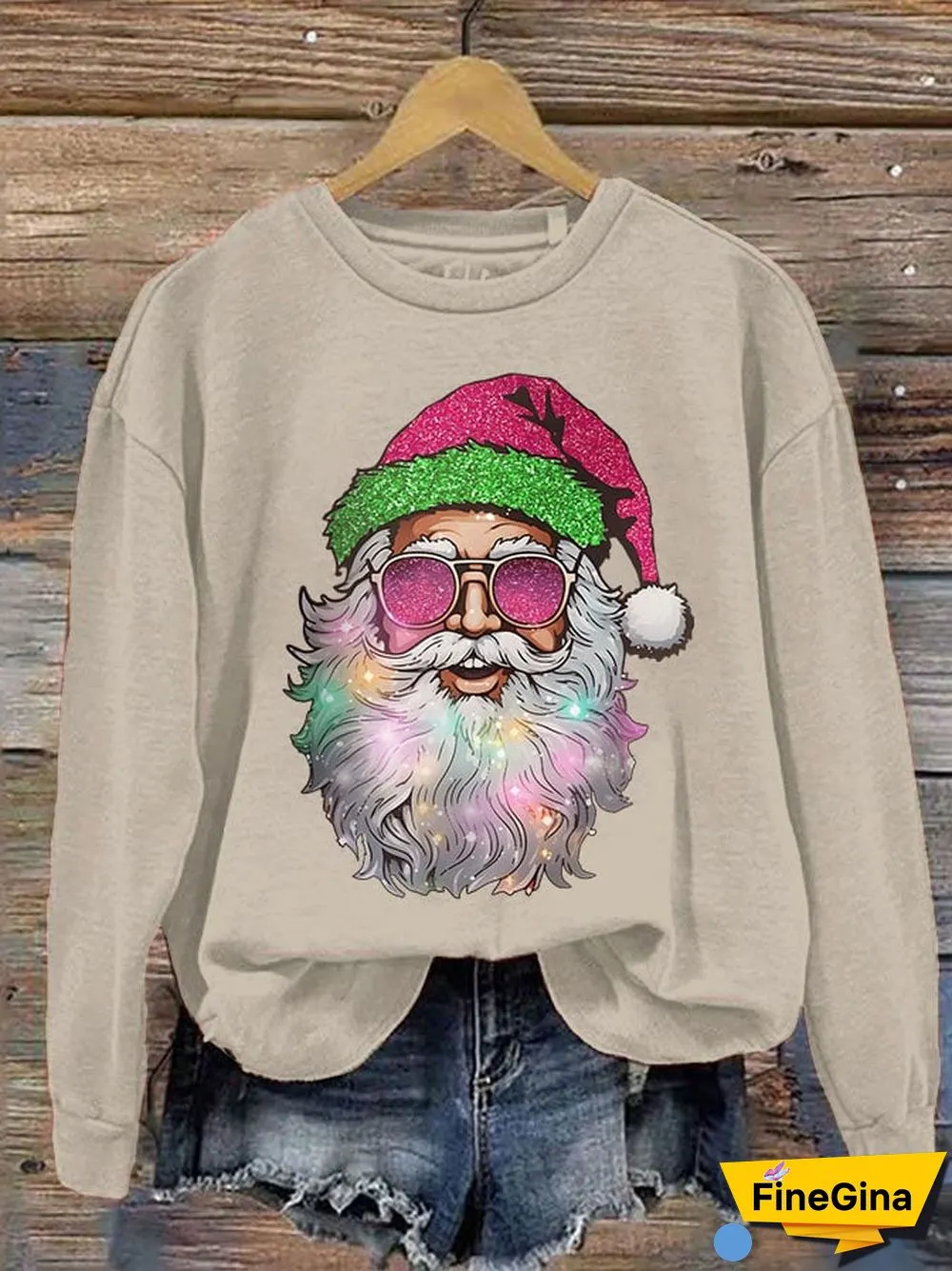 Women's Santa Print Sweatshirt