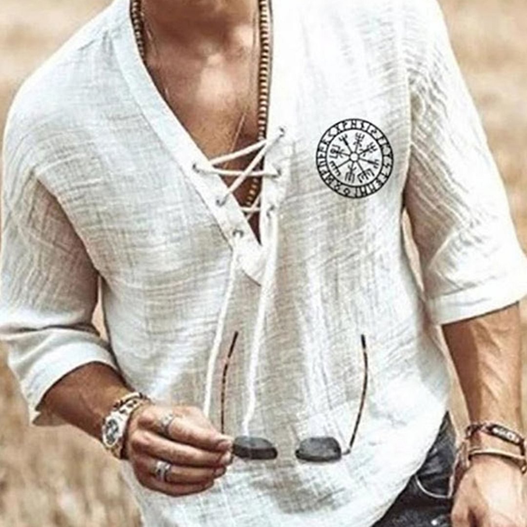 Summer Casual Short Sleeve Top Men's Cotton Linen T-shirts-VESSFUL