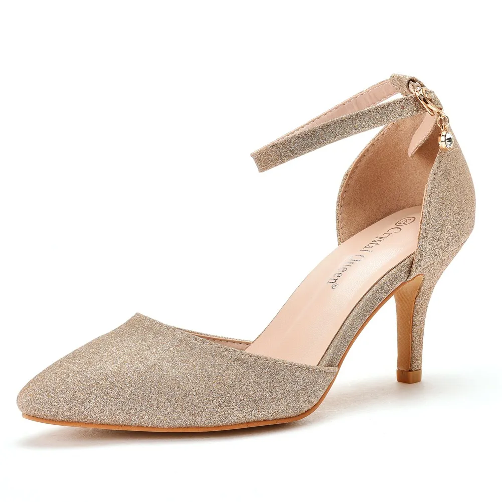 Breakj Breakj Cm Large-Size Sandals Fine-Heeled Pointed Sandals White Pointed Shoes Women's High Heels Wedding Shoes