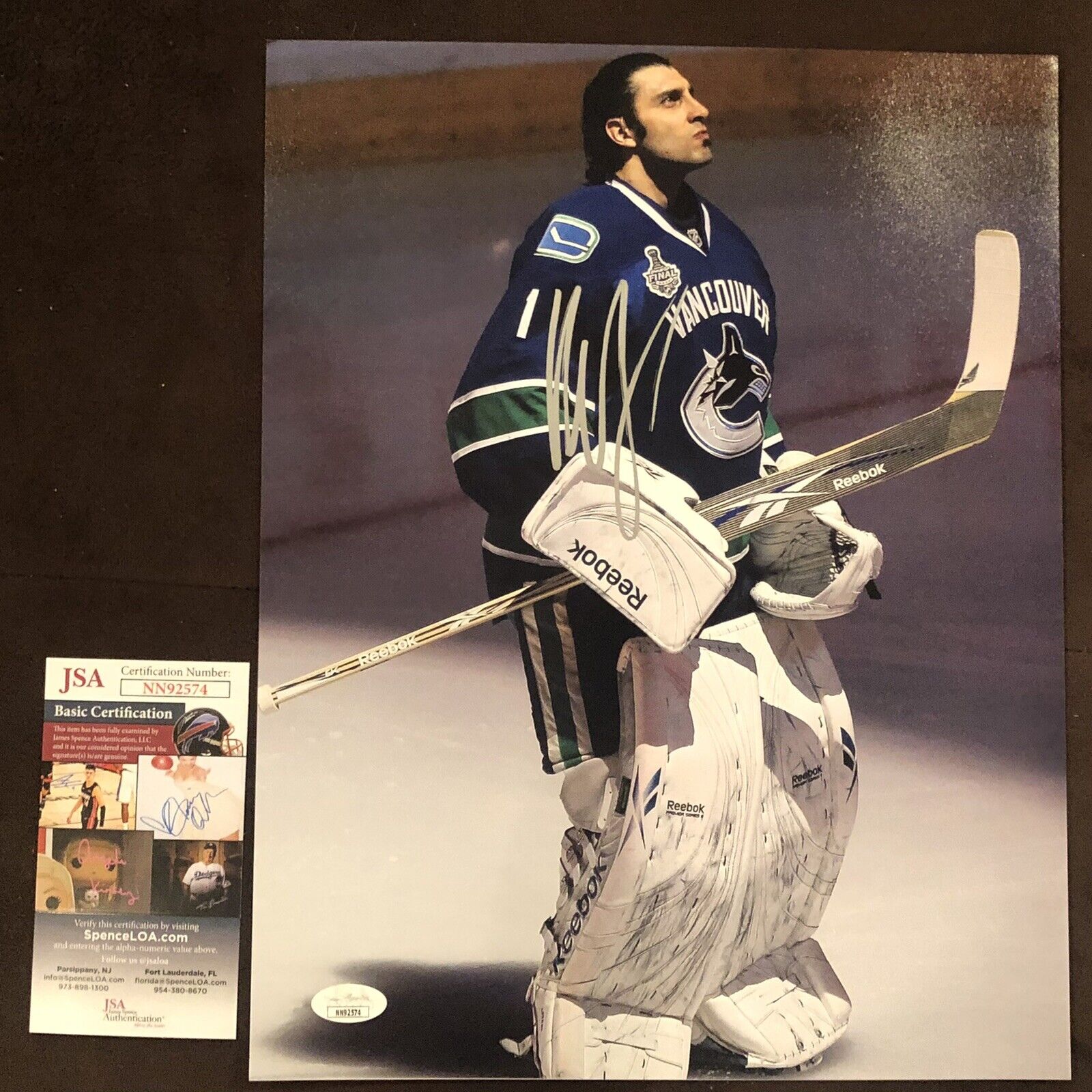 ROBERTO LUONGO Signed 11x14 Photo Poster painting Vancouver Canucks AUTOGRAPH GOALIE JSA COA