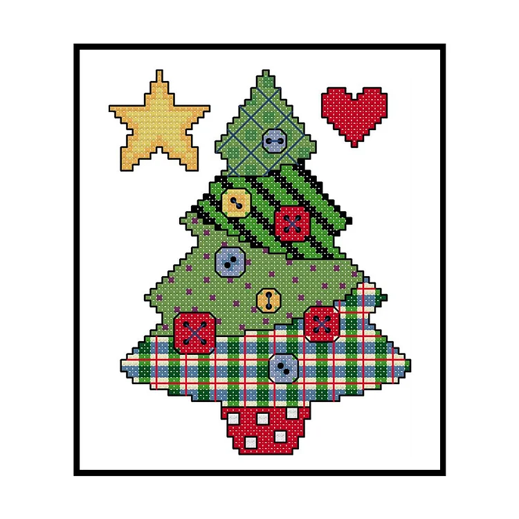 Joy Sunday Button Christmas Tree 11CT Counted Cross Stitch 18*21cm