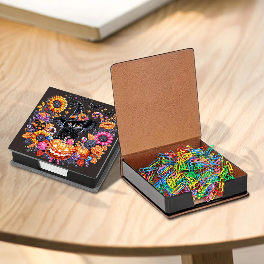 5D DIY PU Diamond Art Note Box with 160 Sheets Paper Mosaic Kit (Halloween)